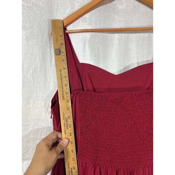 Scarlet Darkness Renaissance Dress Costume XL Red Burgundy Ruffle Hem Smocked - Picture 11 of 11